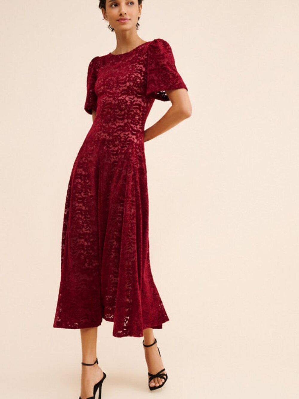 Velvet Short Sleeve Maxi Dress